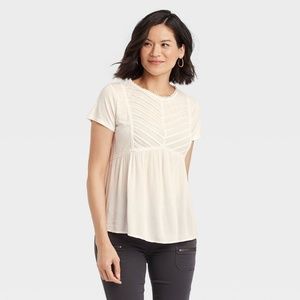 Women's Short Sleeve Pleat Detail Knit Top